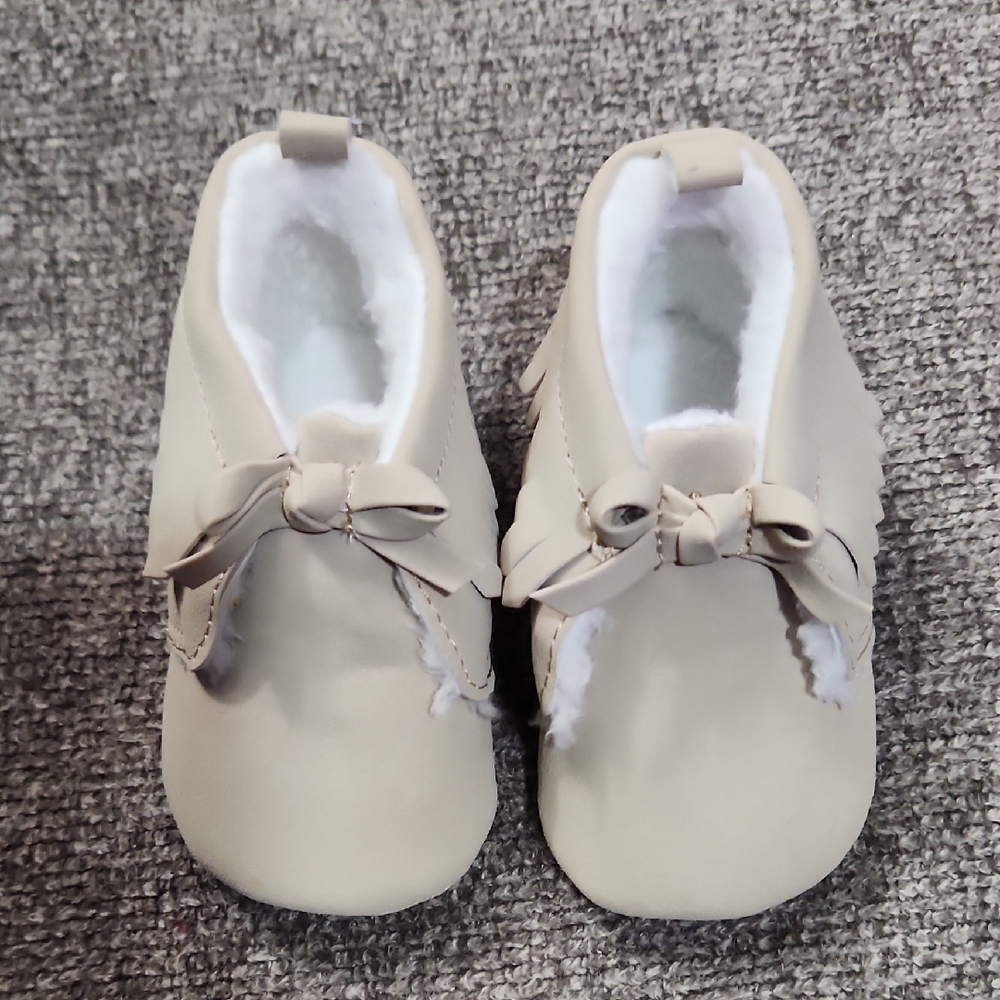 Carter's Cream Baby Moccasins with Bow